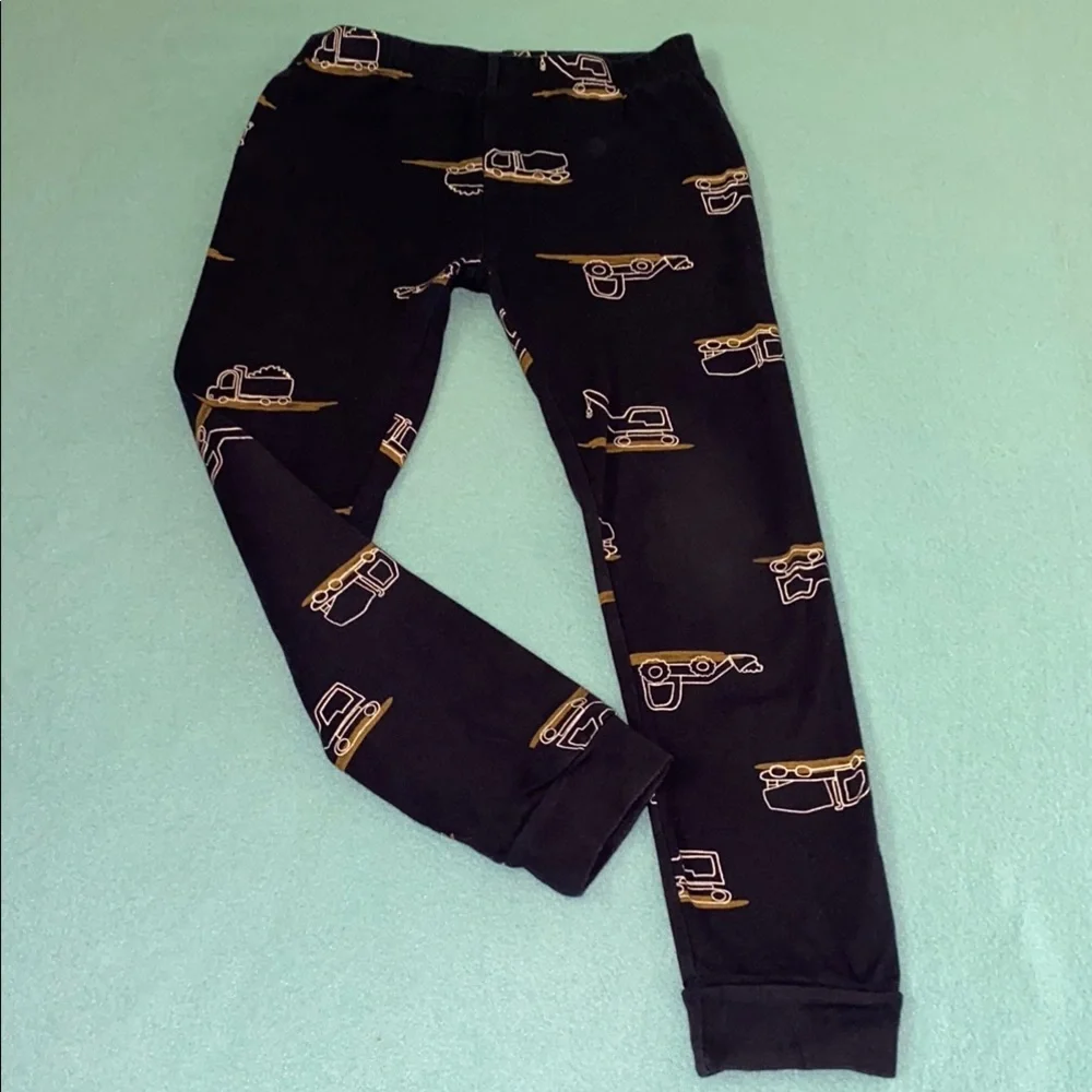 CARTERS jogger style pajama pants black gold white tractor trucks cozy NEW SZ 7